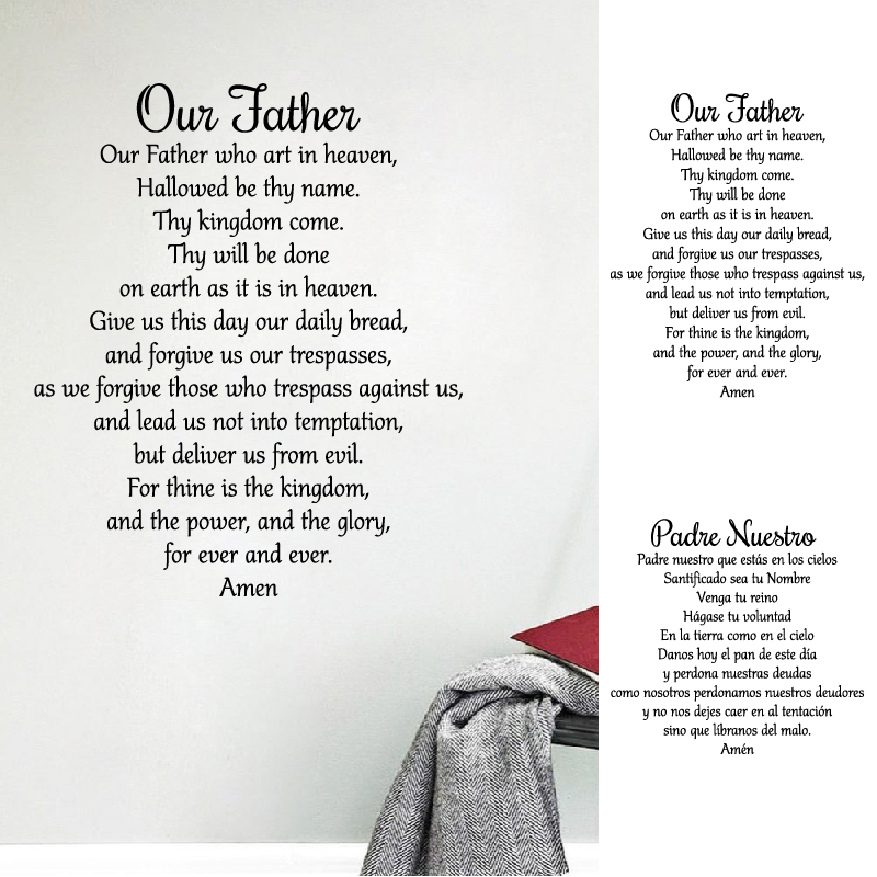 Interior Design Quotes - Calcomanía de oración de nuestro padre,