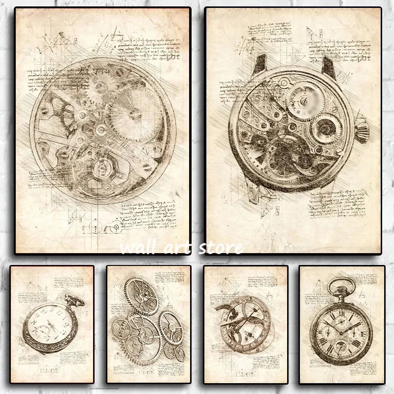 Póster de boceto de reloj Vint - Interior Design Sketch reseña y precio
