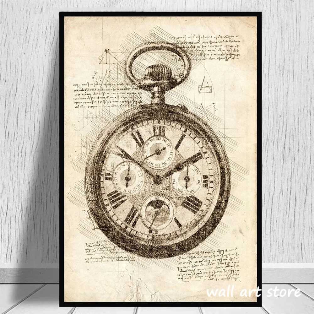 Póster de boceto de reloj Vint - Interior Design Sketch reseña y precio