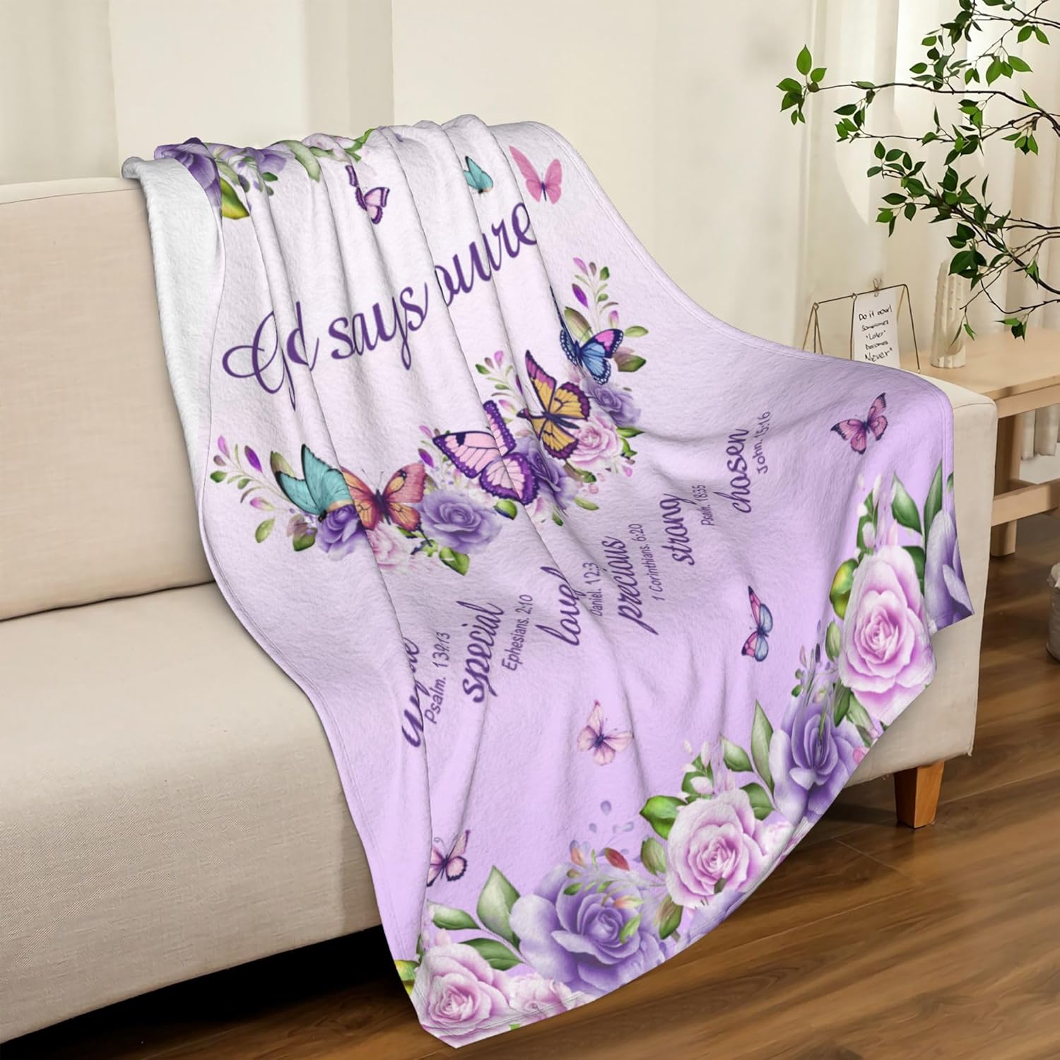 Manta polar con frase de fe y  - Interior Design Quotes reseña y precio
